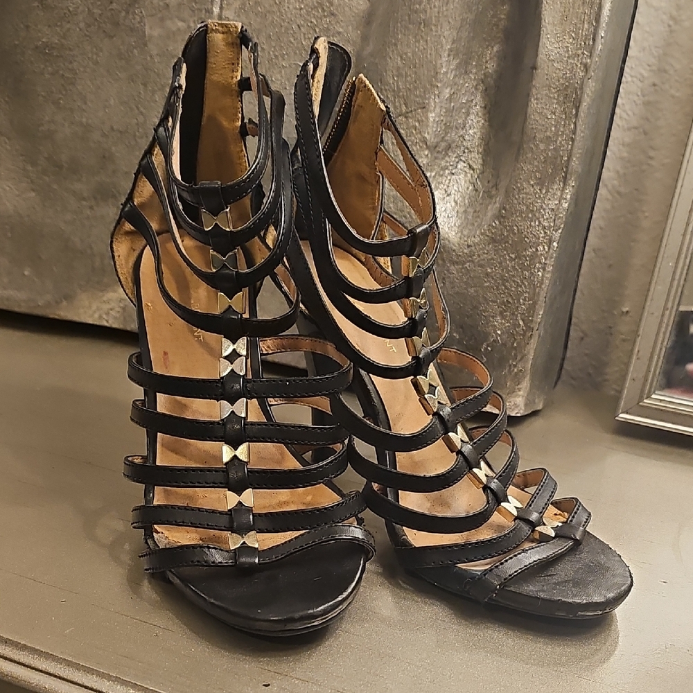 Black Strappy Women's Heels